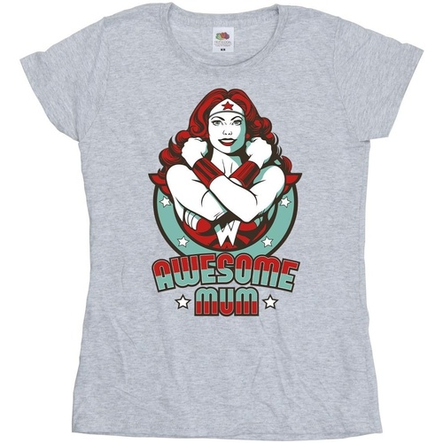 Vêtements Femme T-shirts manches longues Dc Comics Wonder Woman Wonderful Mum Gris