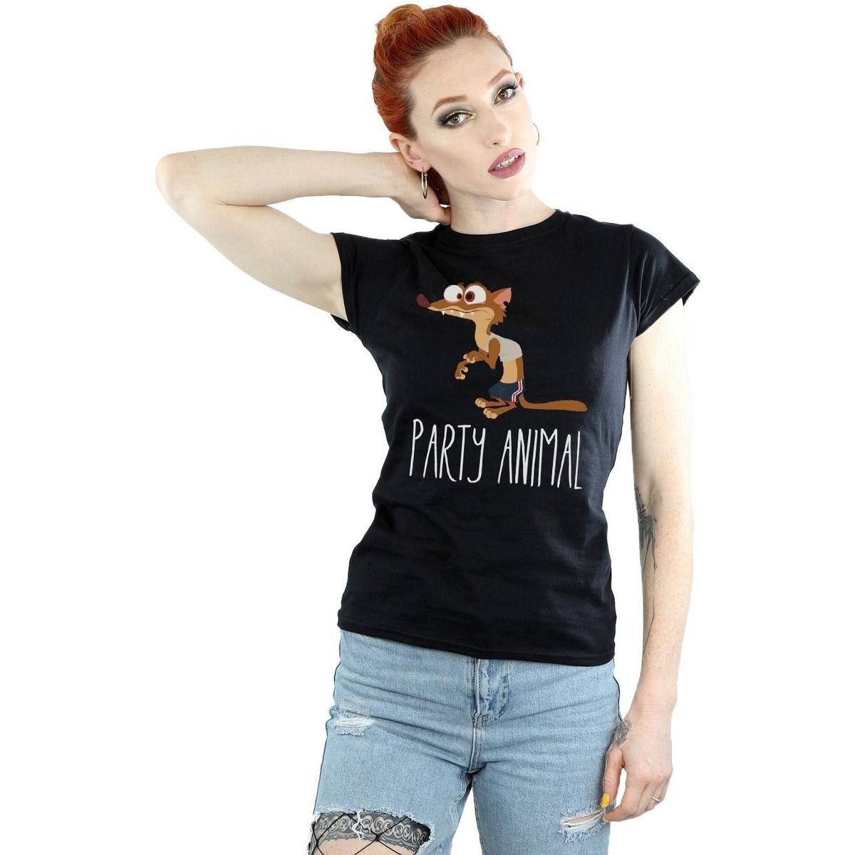 Vêtements Femme T-shirts manches longues Disney Zootropolis Party Animal Noir