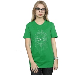 Vêtements Femme T-shirts manches longues Disney Millennium Falcon Christmas Tree Delivery Vert