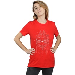 Vêtements Femme T-shirts manches longues Disney Millennium Falcon Christmas Tree Delivery Rouge