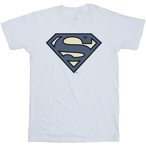 Vêtements Homme T-shirts manches longues Dc Comics Superman Indigo Blue Logo Blanc