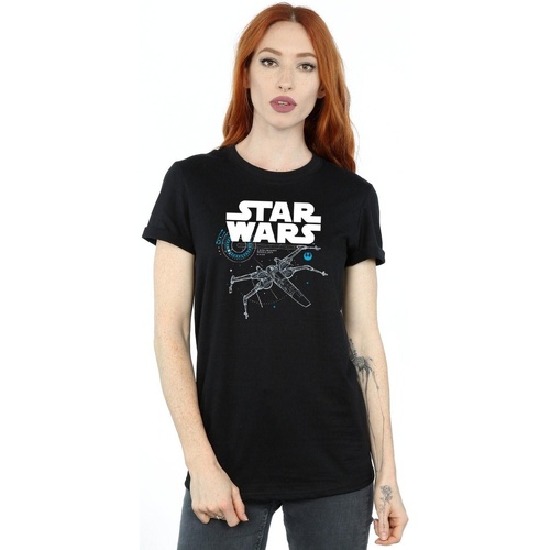 Vêtements Femme T-shirts manches longues Disney The Last Jedi X-Wing Noir