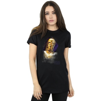 Vêtements Femme T-shirts manches longues Disney The Last Jedi C-3PO Brushed Noir
