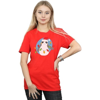 Vêtements Femme T-shirts manches longues Disney The Last Jedi Porg Christmas Lights Rouge