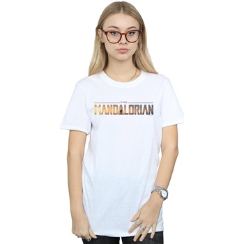 Vêtements Femme T-shirts manches longues Disney The Mandalorian Series Logo Blanc