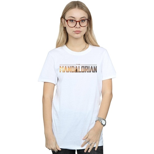 Vêtements Femme T-shirts manches longues Disney The Mandalorian Series Logo Blanc