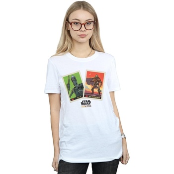 Vêtements Femme T-shirts manches longues Disney The Mandalorian Trading Cards Blanc