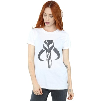 Vêtements Femme T-shirts manches longues Disney The Mandalorian Banther Skull Blanc