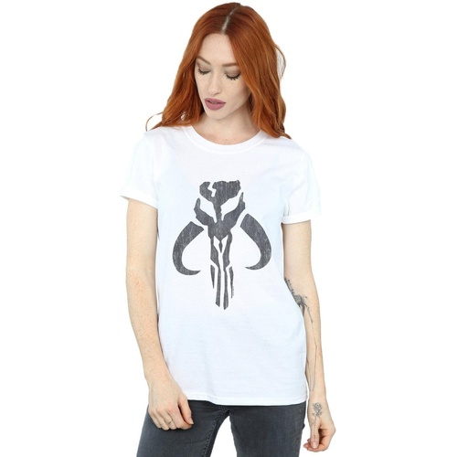 Vêtements Femme T-shirts manches longues Disney The Mandalorian Banther Skull Blanc