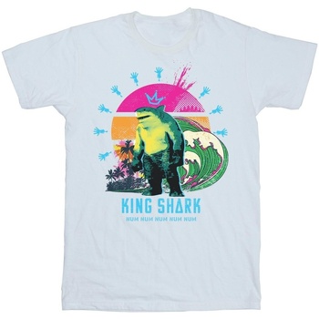 Vêtements Homme T-shirts manches longues Dc Comics The Suicide Squad King Shark Blanc