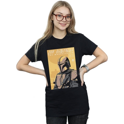 Vêtements Femme T-shirts manches longues Disney The Mandalorian Art Poster Noir