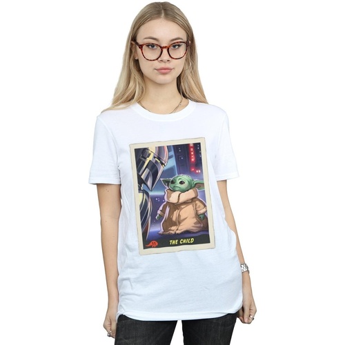 Vêtements Femme T-shirts manches longues Disney The Mandalorian The Child Card Blanc