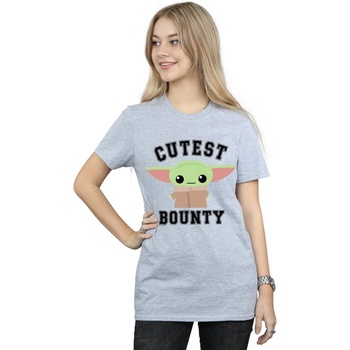 Vêtements Femme T-shirts manches longues Disney The Mandalorian Cutest Bounty Gris