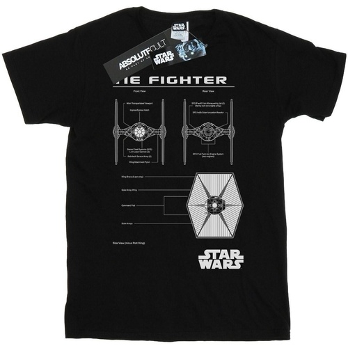 Vêtements Homme T-shirts manches longues Disney TIE Fighter Blueprint Noir