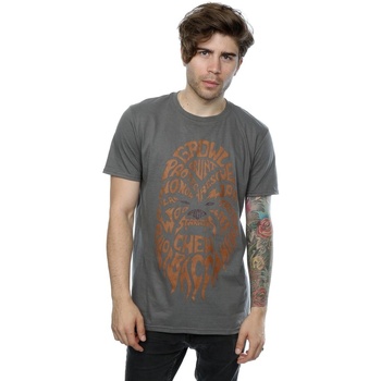 Vêtements Homme T-shirts manches longues Disney Chewbacca Text Head Multicolore