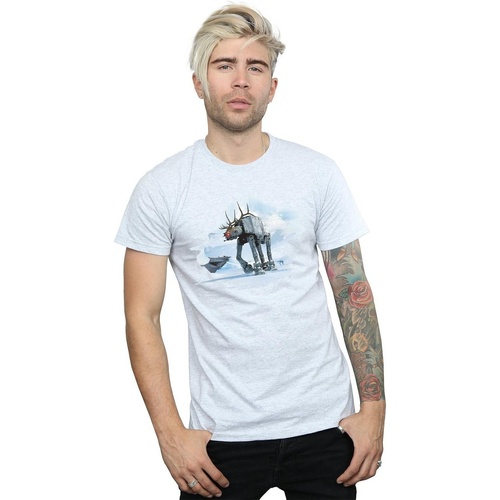 Vêtements Homme T-shirts manches longues Disney Christmas AT-AT Reindeer Gris