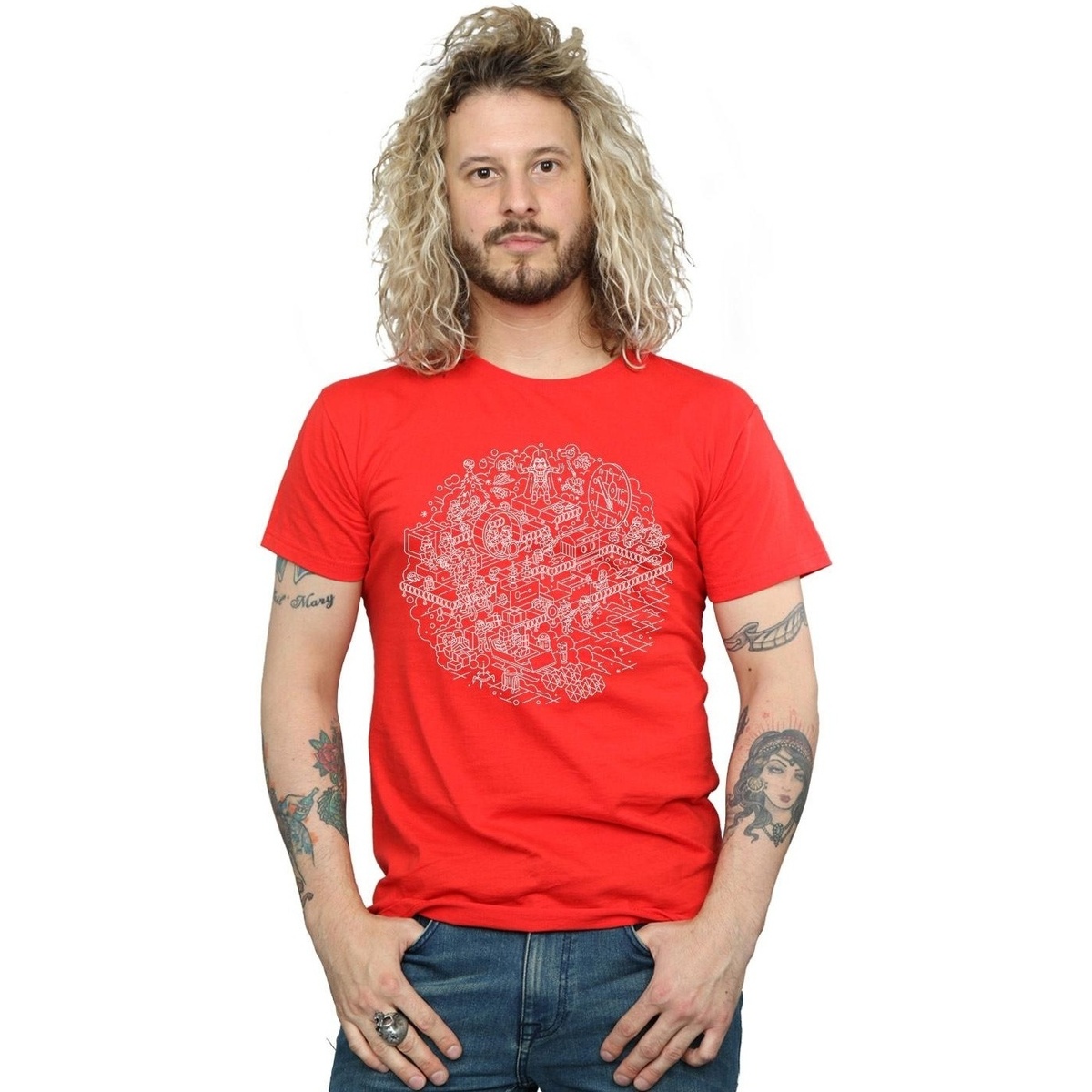 Vêtements Homme T-shirts manches longues Disney Christmas Death Star Rouge