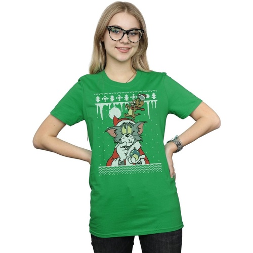 Vêtements Femme T-shirts manches longues Dessins Animés Christmas Fair Isle Vert