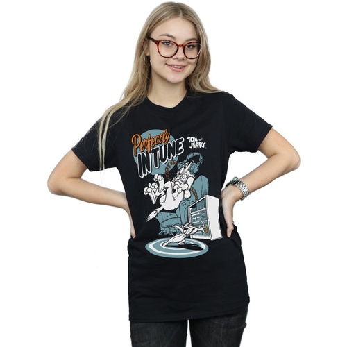 Vêtements Femme T-shirts manches longues Dessins Animés Perfectly In Tune Noir