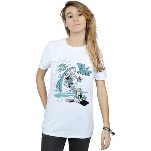 Vêtements Femme T-shirts manches longues Dessins Animés Summer Shark Blanc