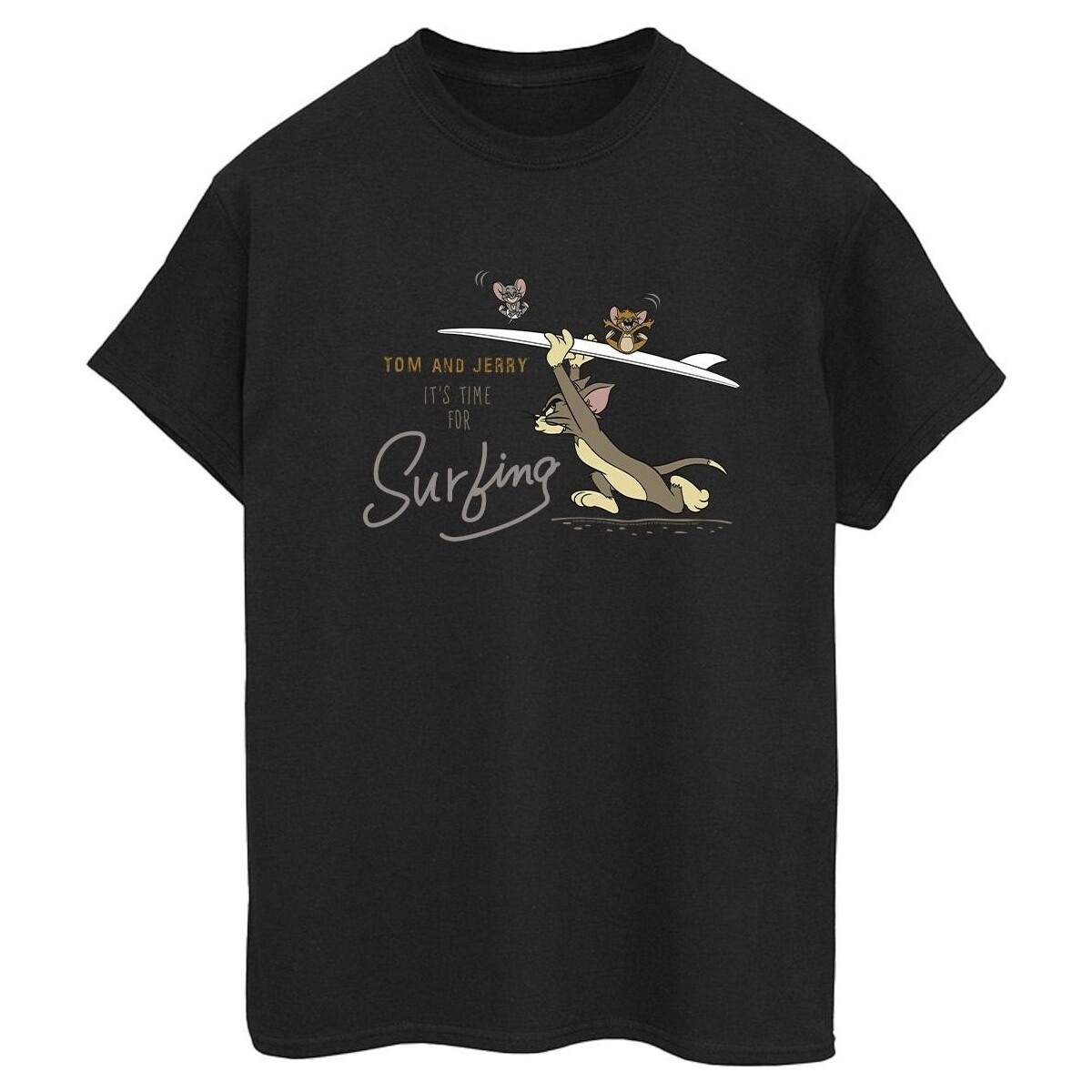 Vêtements Femme T-shirts manches longues Dessins Animés It's Time For Surfing Noir