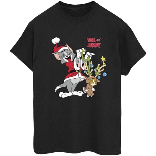 Vêtements Femme T-shirts manches longues Tom & Jerry Christmas Reindeer Noir