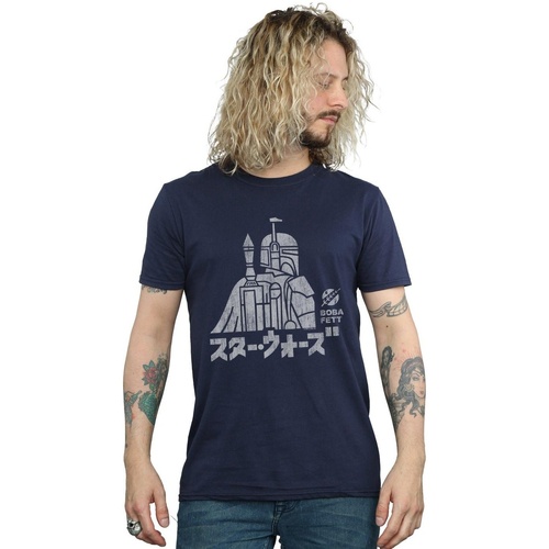 Vêtements Homme T-shirts manches longues Disney Kanji Boba Fett Bleu