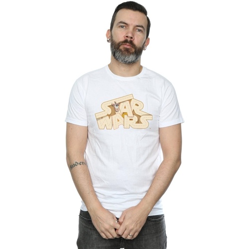 Vêtements Homme T-shirts manches longues Disney Tatooine Jumble Logo Blanc