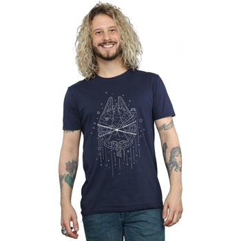 Vêtements Homme T-shirts manches longues Disney Millennium Falcon Christmas Tree Delivery Bleu