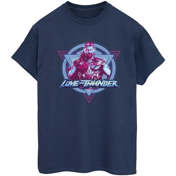 Vêtements Femme T-shirts manches longues Marvel Thor Love And Thunder Neon Badge Bleu