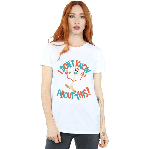 Vêtements Femme T-shirts manches longues Disney Toy Story 4 Forky I Dont Know About This Blanc