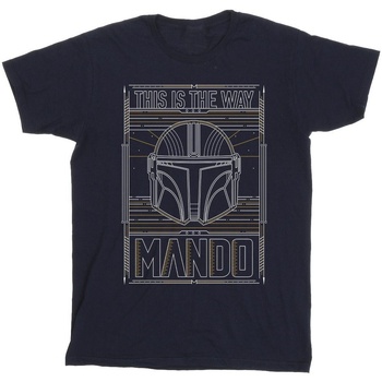 Vêtements Homme T-shirts manches longues Disney The Mandalorian The Way Outline Helm Bleu
