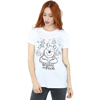 Vêtements Femme T-shirts manches longues Disney Winnie The Pooh Collage Sketch Blanc