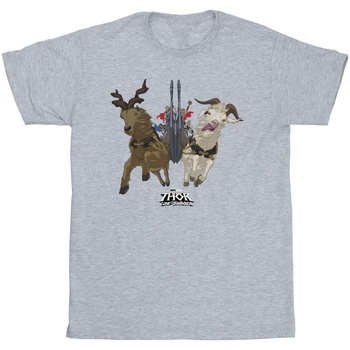 Vêtements Garçon T-shirts manches courtes Marvel Thor Love And Thunder Viking Ship Gris