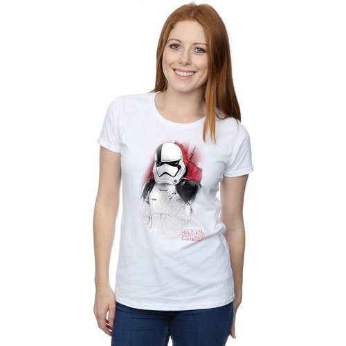 Vêtements Femme T-shirts manches longues Disney The Last Jedi Stormtrooper Brushed Blanc