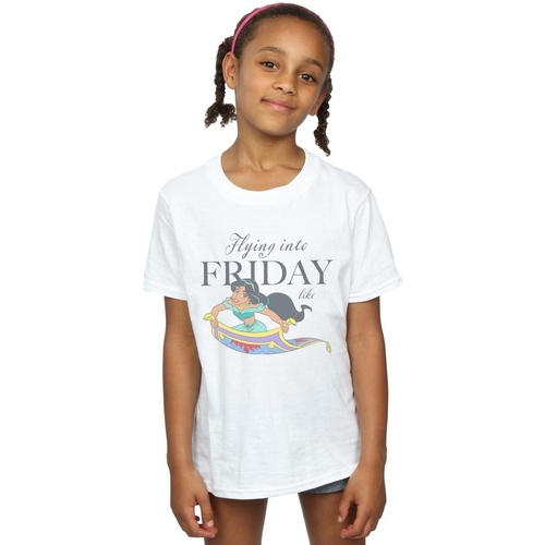 Vêtements Fille T-shirts manches longues Disney Princess Jasmine Flying Into Friday Like Blanc