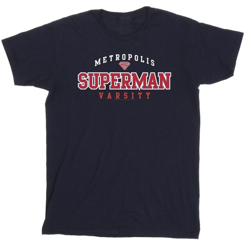 Vêtements Fille T-shirts manches longues Dc Comics Superman Metropolis Varsity Bleu