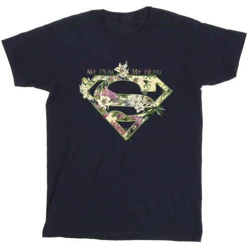 Vêtements Fille T-shirts manches longues Dc Comics Superman My Mum My Hero Bleu