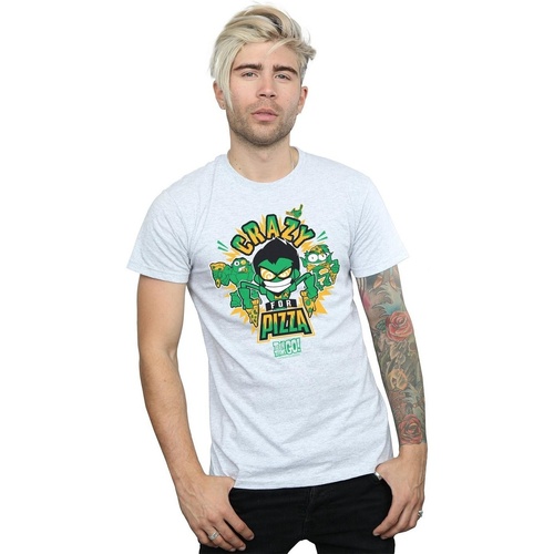 Vêtements Homme T-shirts manches longues Dc Comics Teen Titans Go Crazy For Pizza Gris