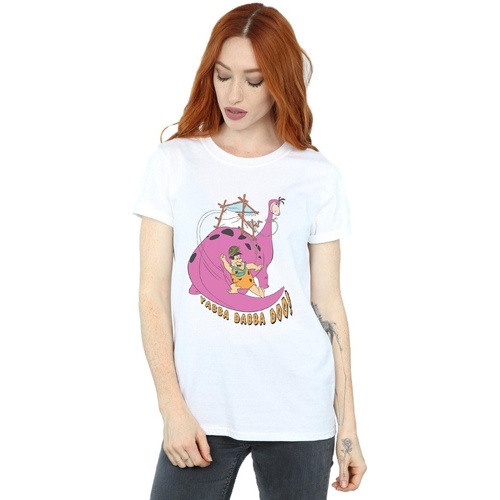 Vêtements Femme T-shirts manches longues The Flintstones Yabba Dabba Doo Blanc