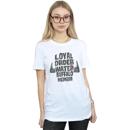 Vêtements Femme T-shirts manches longues The Flintstones Loyal Order Water Buffalo Member Blanc
