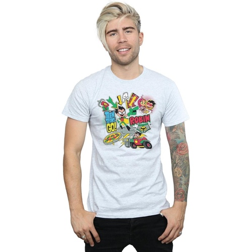 Vêtements Homme T-shirts manches longues Dc Comics Teen Titans Go Robin Montage Gris