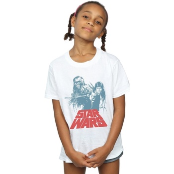 Vêtements Fille T-shirts manches longues Disney Han Solo Chewie Duet Blanc