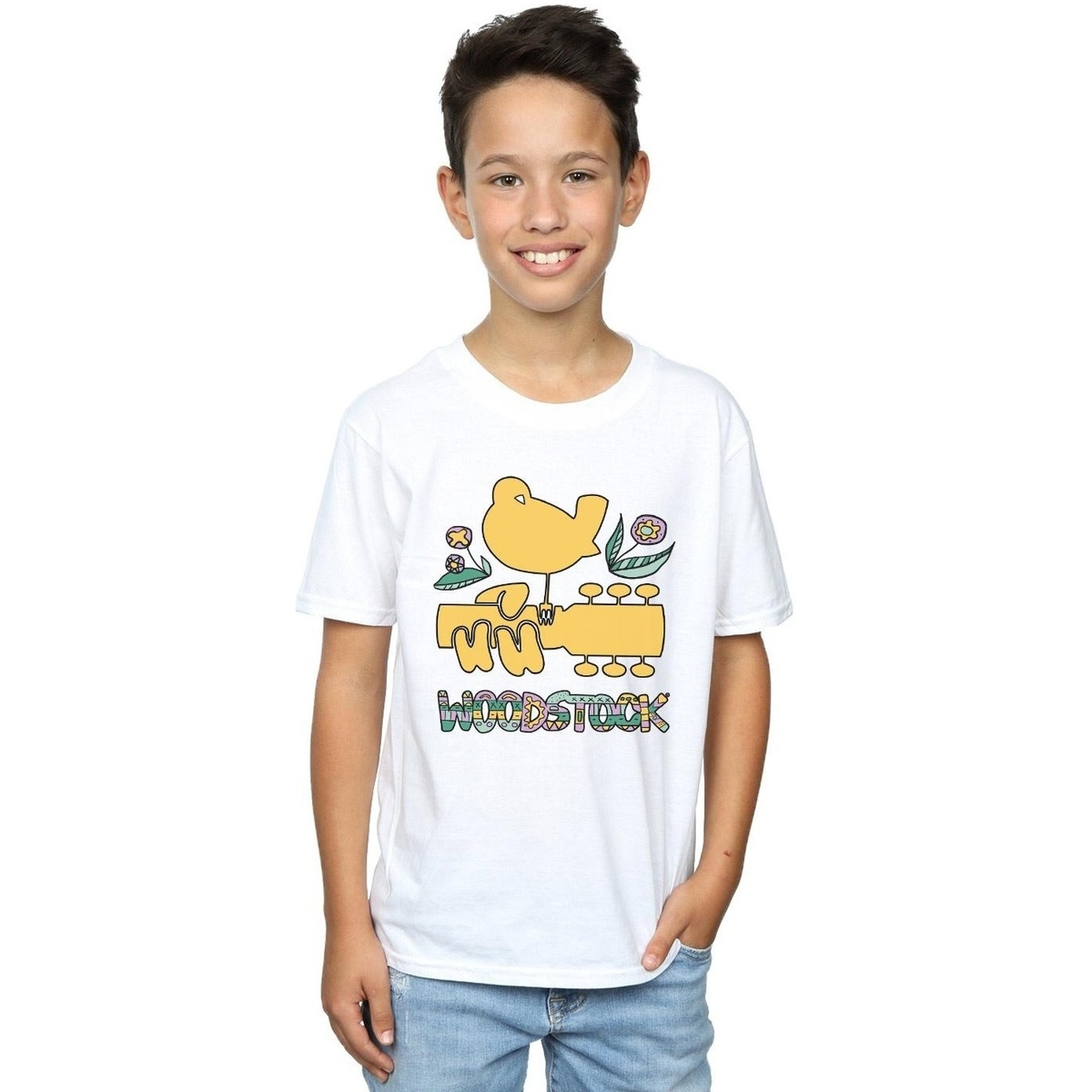 Vêtements Garçon T-shirts manches courtes Woodstock Bird Aztec Pattern Blanc