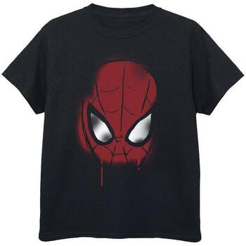 Vêtements Garçon T-shirts manches courtes Marvel Spider-Man Face Sketch Noir