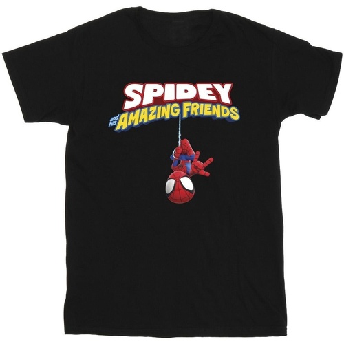 Vêtements Garçon T-shirts manches courtes Marvel Spider-Man Hanging Upside Down Noir