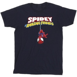 Vêtements Garçon T-shirts Pocket manches courtes Marvel Spider-Man Hanging Upside Down Bleu