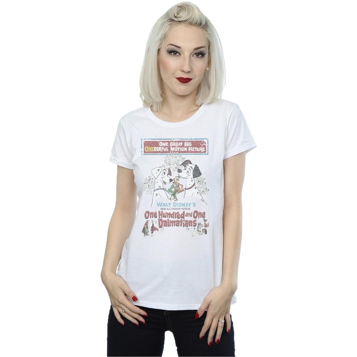 Vêtements Femme T-shirts manches longues Disney 101 Dalmatians Retro Poster Blanc
