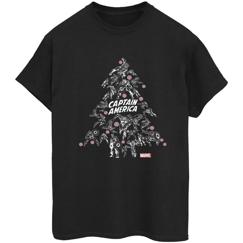 Vêtements Femme T-shirts manches longues Marvel Captain America Christmas Tree Noir