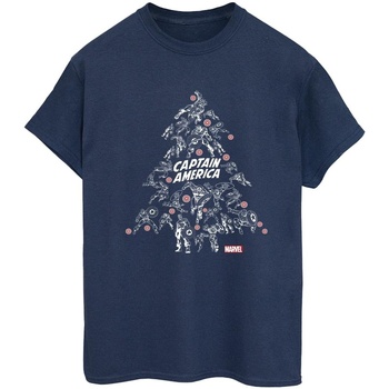 Vêtements Femme T-shirts manches longues Marvel Captain America Christmas Tree Bleu